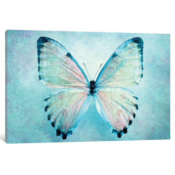 East Urban Home 'Blue Butterfly' Painting Print on Canvas & Reviews